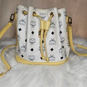 MCM White and Yellow Crossbody Bag